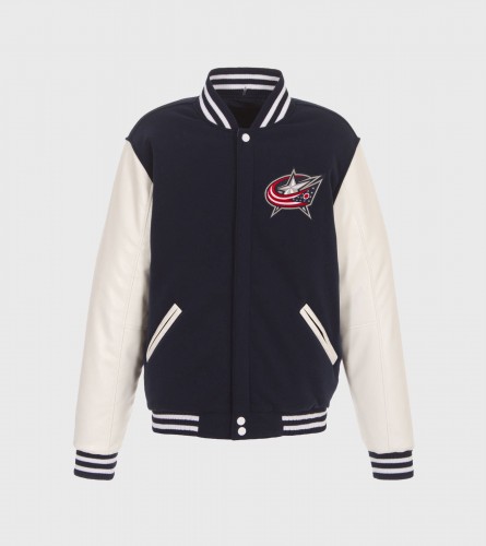Columbus Blue Jackets Varsity Blue and White Jacket